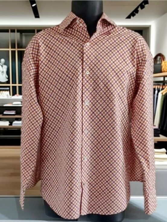 Banana Republic Other - BANANA REPUBLIC High Collar, Button-Down Shirt - Orange and Maroon Pattern